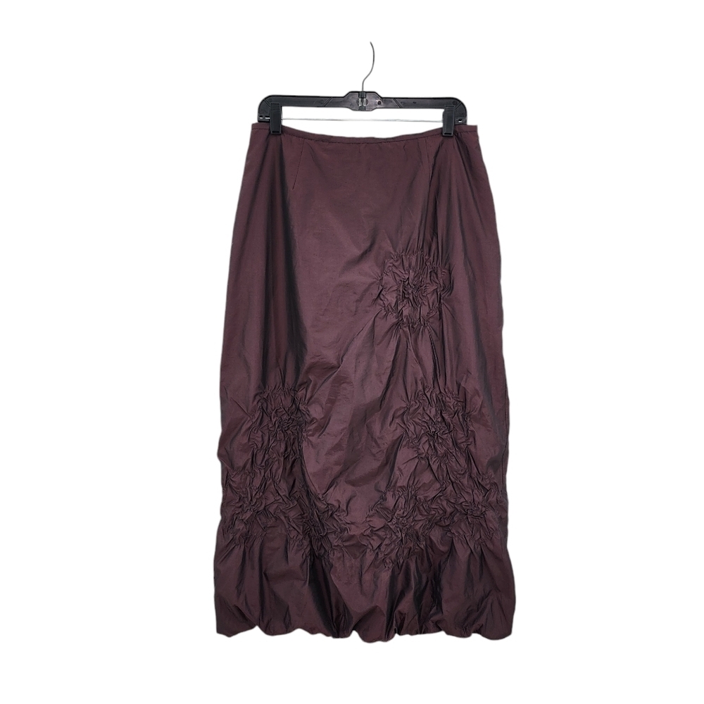 Rene Derhy Collection Women's Nylon Poly Ruched Detail A-line Midi Skirt - 12